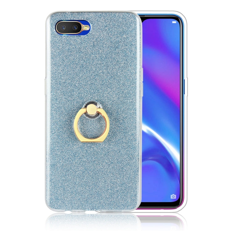 For OPPO K1 Glittery Powder Shockproof TPU Protective Case with Ring Holder