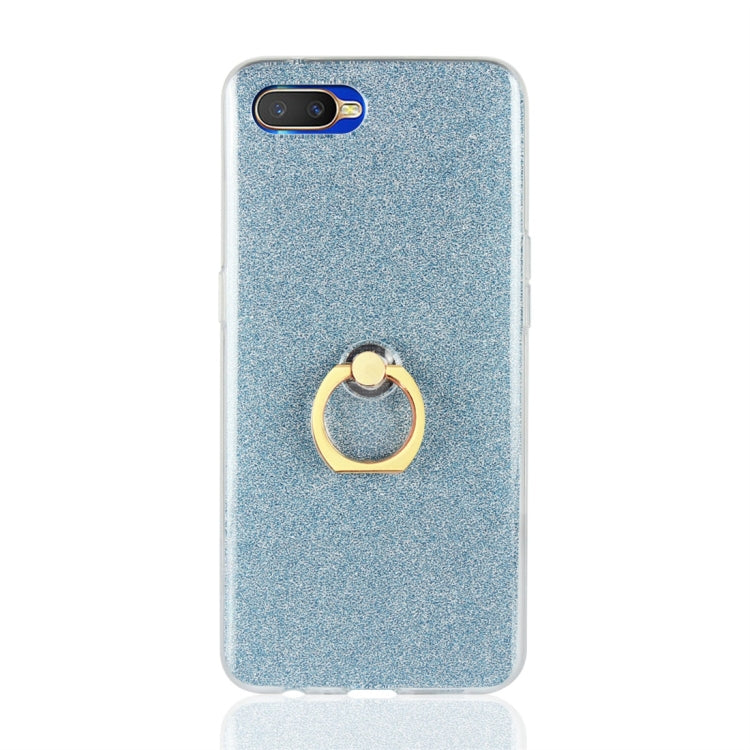 For OPPO K1 Glittery Powder Shockproof TPU Protective Case with Ring Holder