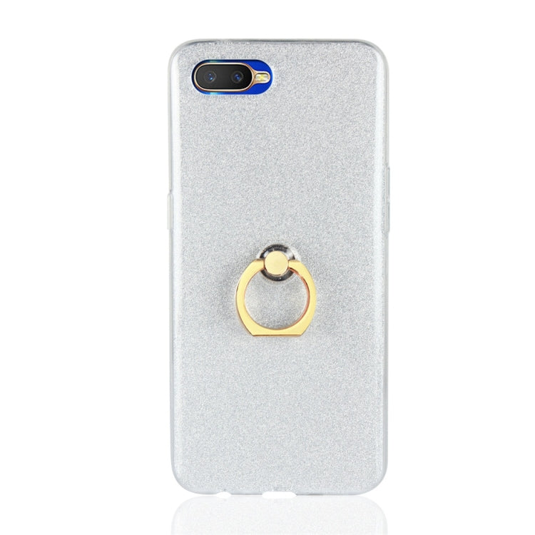 For OPPO K1 Glittery Powder Shockproof TPU Protective Case with Ring Holder