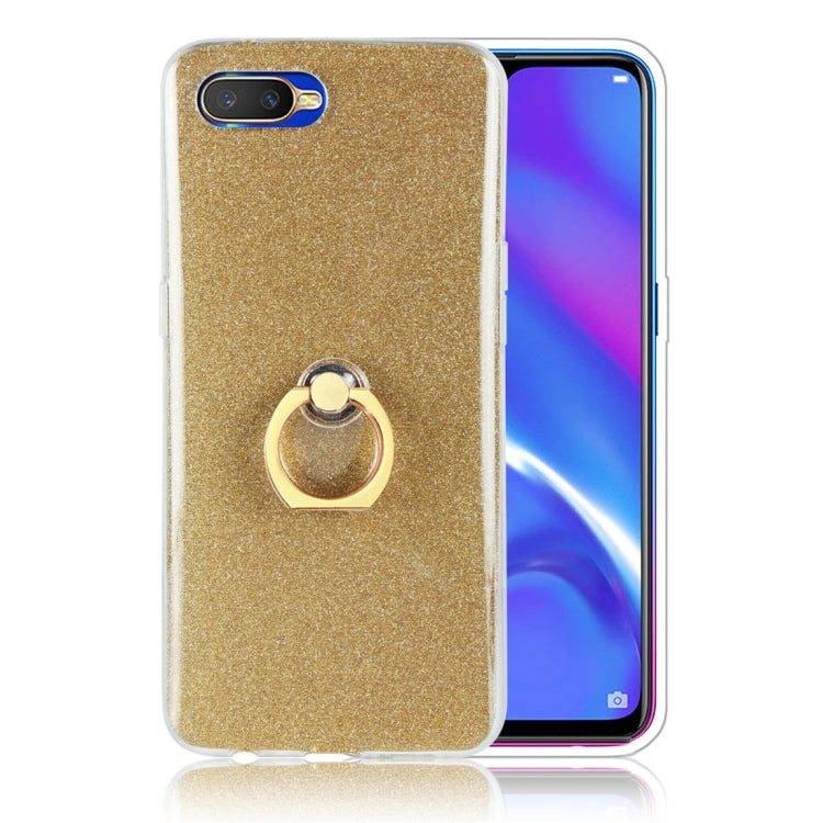 For OPPO K1 Glittery Powder Shockproof TPU Protective Case with Ring Holder