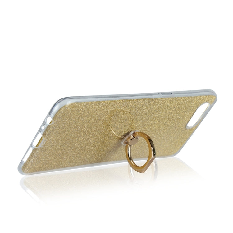 For OPPO K1 Glittery Powder Shockproof TPU Protective Case with Ring Holder