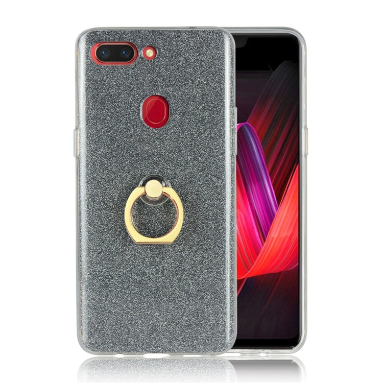 For OPPO R15 Pro Glittery Powder Shockproof TPU Protective Case with Ring Holder