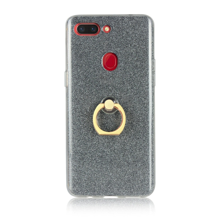 For OPPO R15 Pro Glittery Powder Shockproof TPU Protective Case with Ring Holder