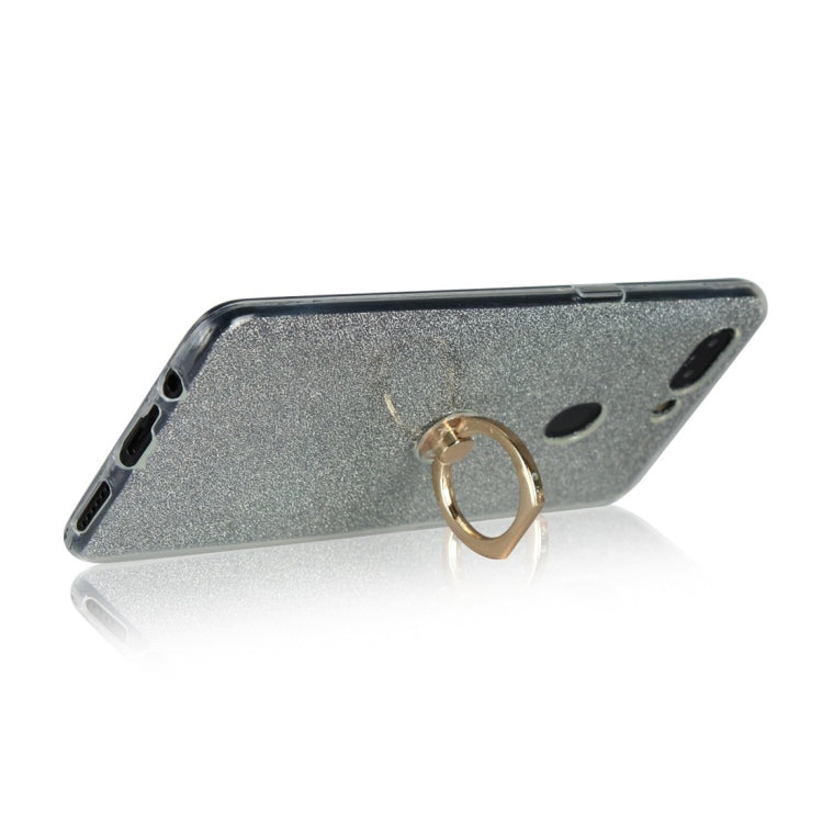 For OPPO R15 Glittery Powder Shockproof TPU Protective Case with Ring Holder
