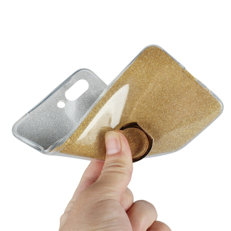 For OPPO R15 Glittery Powder Shockproof TPU Protective Case with Ring Holder