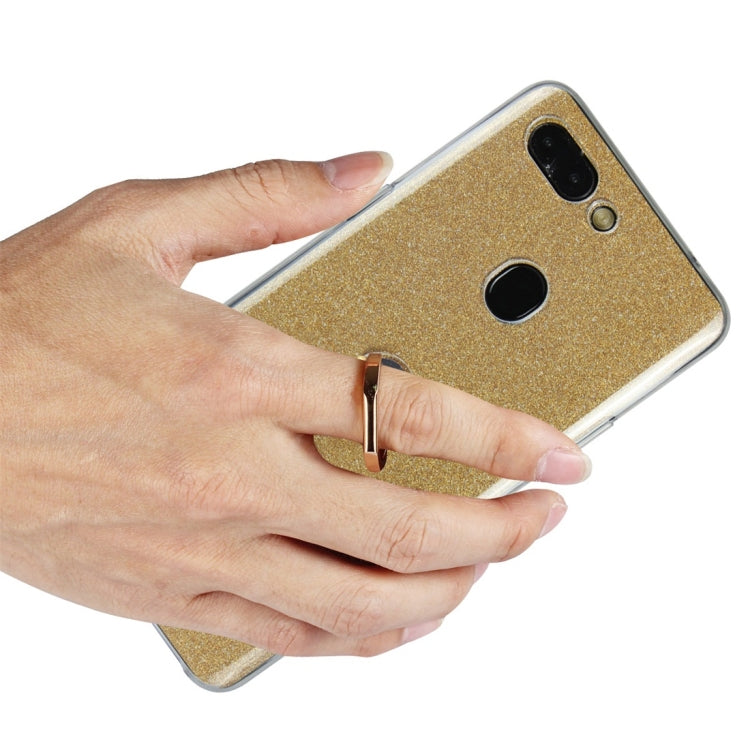 For OPPO R15 Glittery Powder Shockproof TPU Protective Case with Ring Holder