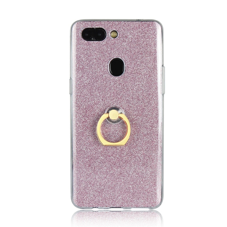 For OPPO R15 Glittery Powder Shockproof TPU Protective Case with Ring Holder