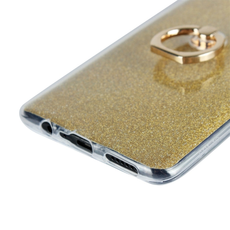 For OPPO R15 Glittery Powder Shockproof TPU Protective Case with Ring Holder