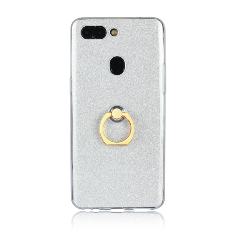 For OPPO R15 Glittery Powder Shockproof TPU Protective Case with Ring Holder