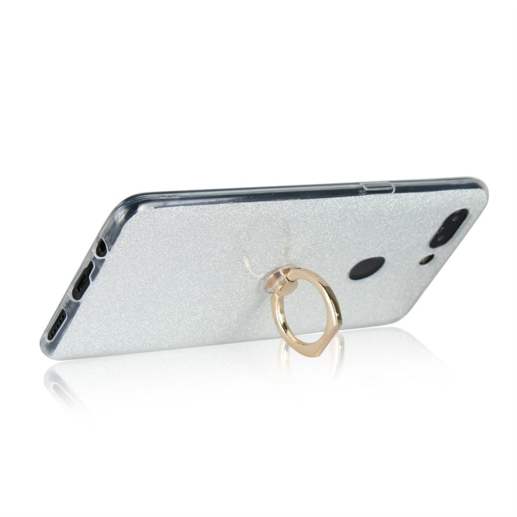 For OPPO R15 Glittery Powder Shockproof TPU Protective Case with Ring Holder