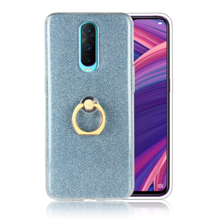 For OPPO R17 Pro Glittery Powder Shockproof TPU Protective Case with Ring Holder