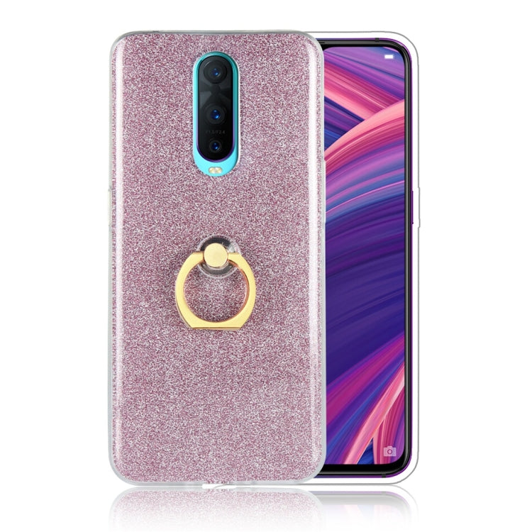 For OPPO R17 Pro Glittery Powder Shockproof TPU Protective Case with Ring Holder