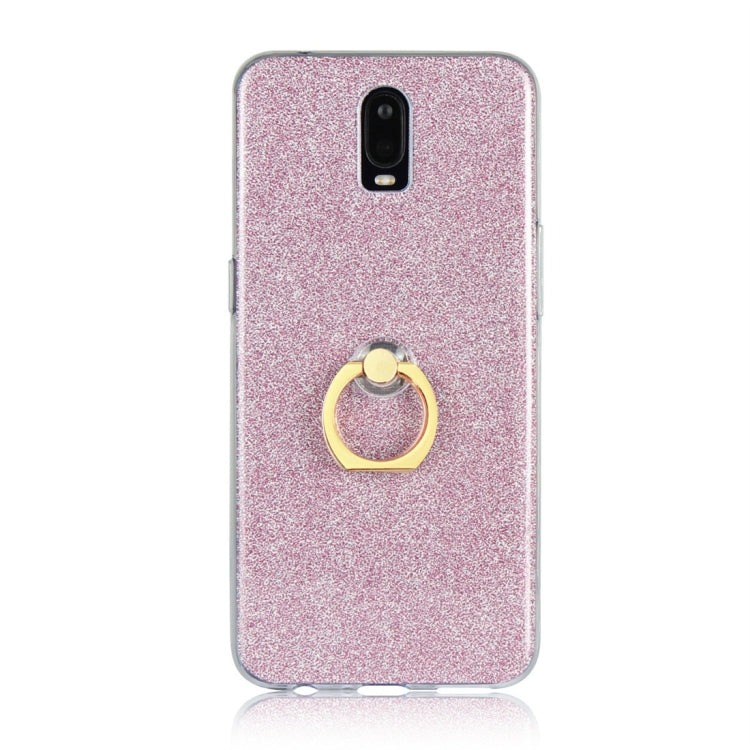 For OPPO R17 Glittery Powder Shockproof TPU Protective Case with Ring Holder
