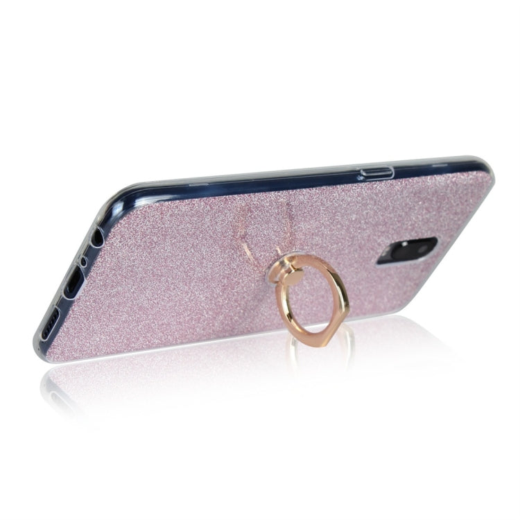For OPPO R17 Glittery Powder Shockproof TPU Protective Case with Ring Holder