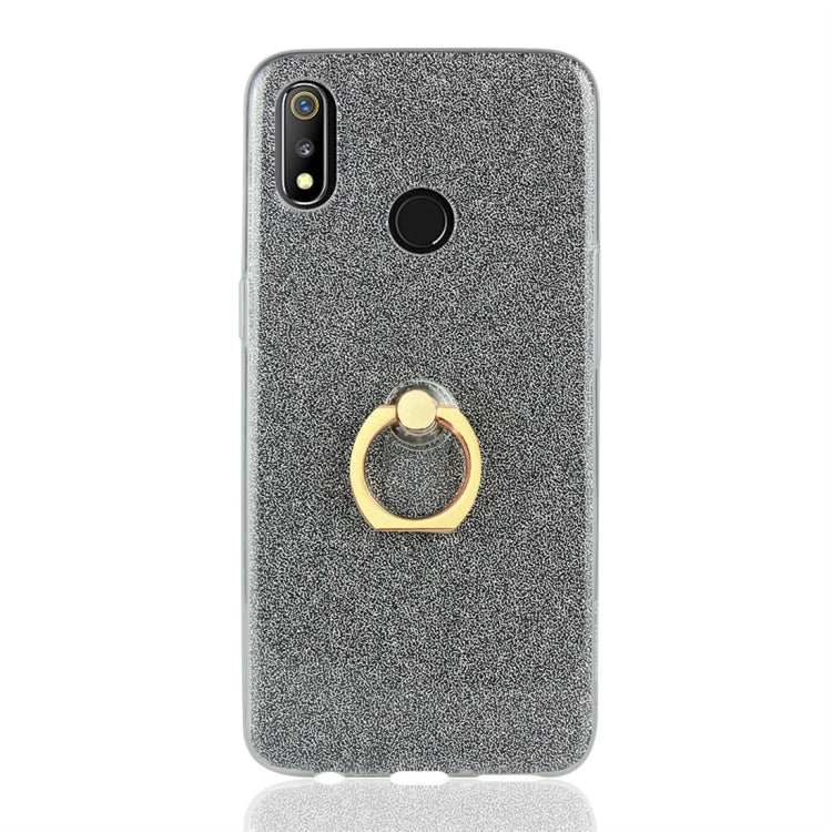For OPPO Realme 3 Glittery Powder Shockproof TPU Protective Case with Ring Holder