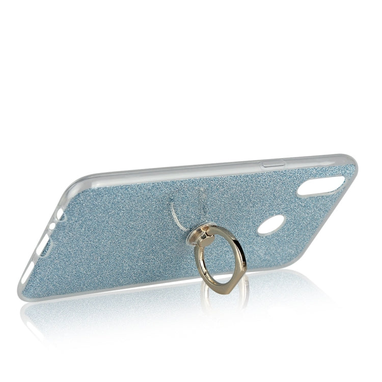 For OPPO Realme 3 Glittery Powder Shockproof TPU Protective Case with Ring Holder