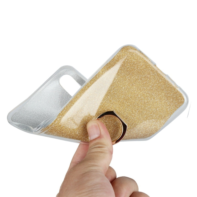 For OPPO Realme 3 Glittery Powder Shockproof TPU Protective Case with Ring Holder