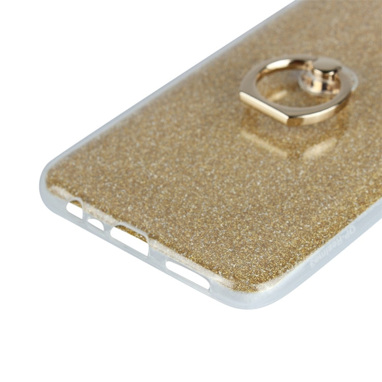 For OPPO Realme 3 Glittery Powder Shockproof TPU Protective Case with Ring Holder