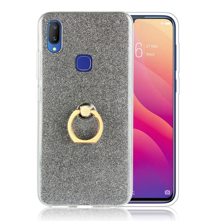 For Vivo V11i Glittery Powder Shockproof TPU Protective Case with Ring Holder