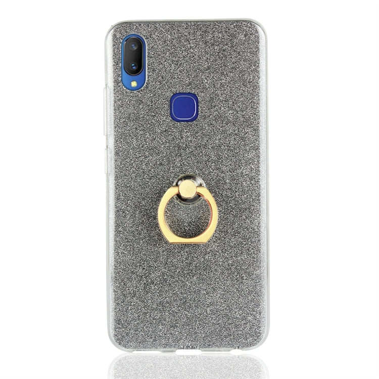 For Vivo V11i Glittery Powder Shockproof TPU Protective Case with Ring Holder