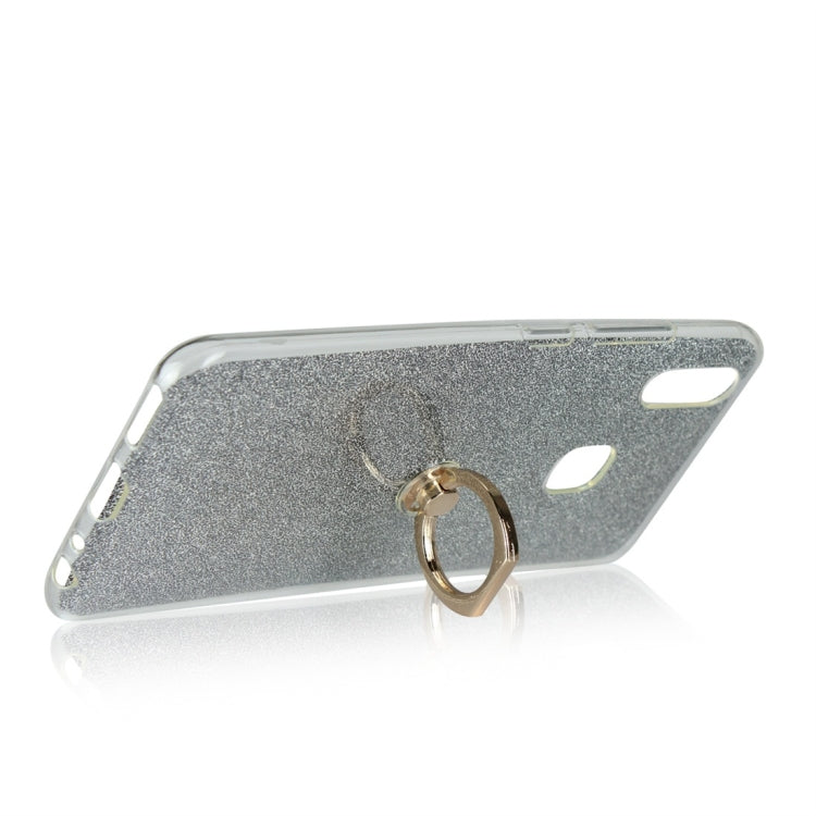 For Vivo V11i Glittery Powder Shockproof TPU Protective Case with Ring Holder