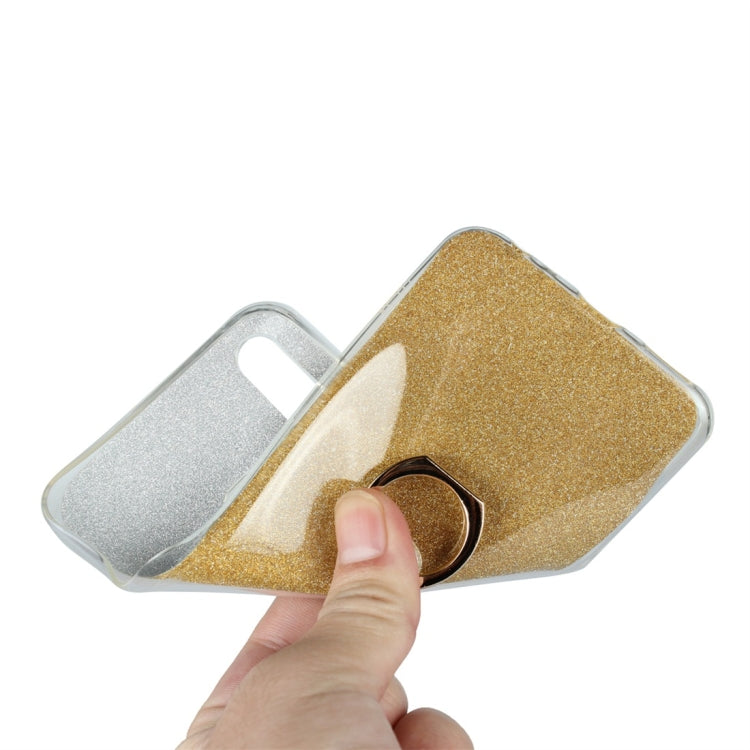 For Vivo V11i Glittery Powder Shockproof TPU Protective Case with Ring Holder