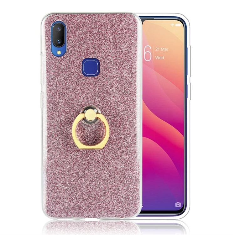 For Vivo V11i Glittery Powder Shockproof TPU Protective Case with Ring Holder