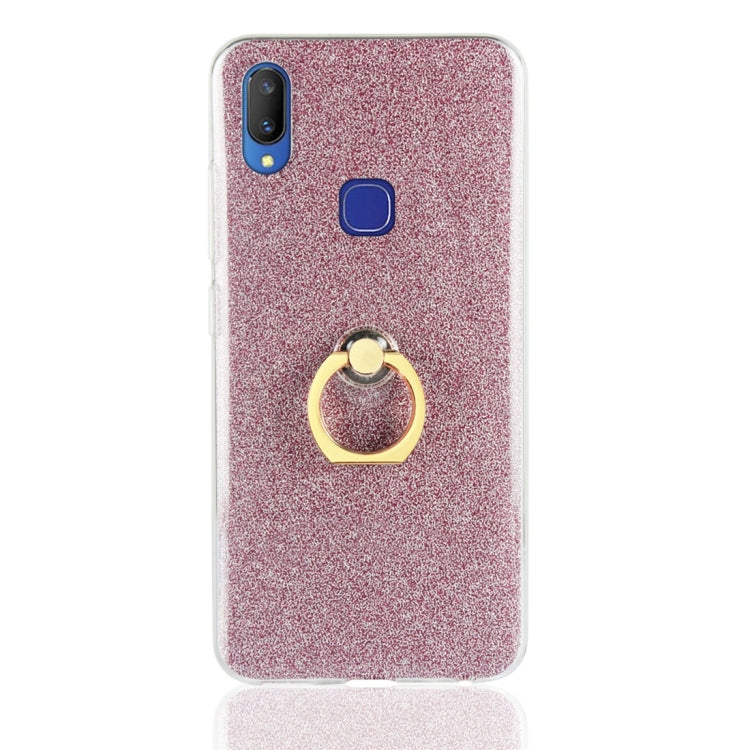 For Vivo V11i Glittery Powder Shockproof TPU Protective Case with Ring Holder
