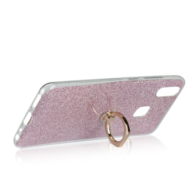 For Vivo V11i Glittery Powder Shockproof TPU Protective Case with Ring Holder