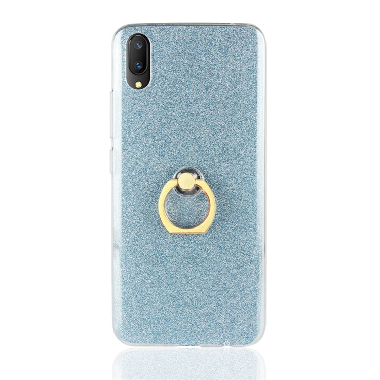 For Vivo V11 Glittery Powder Shockproof TPU Protective Case with Ring Holder