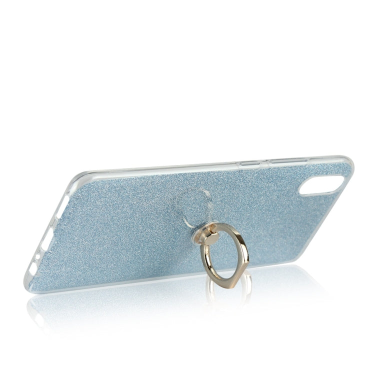 For Vivo V11 Glittery Powder Shockproof TPU Protective Case with Ring Holder