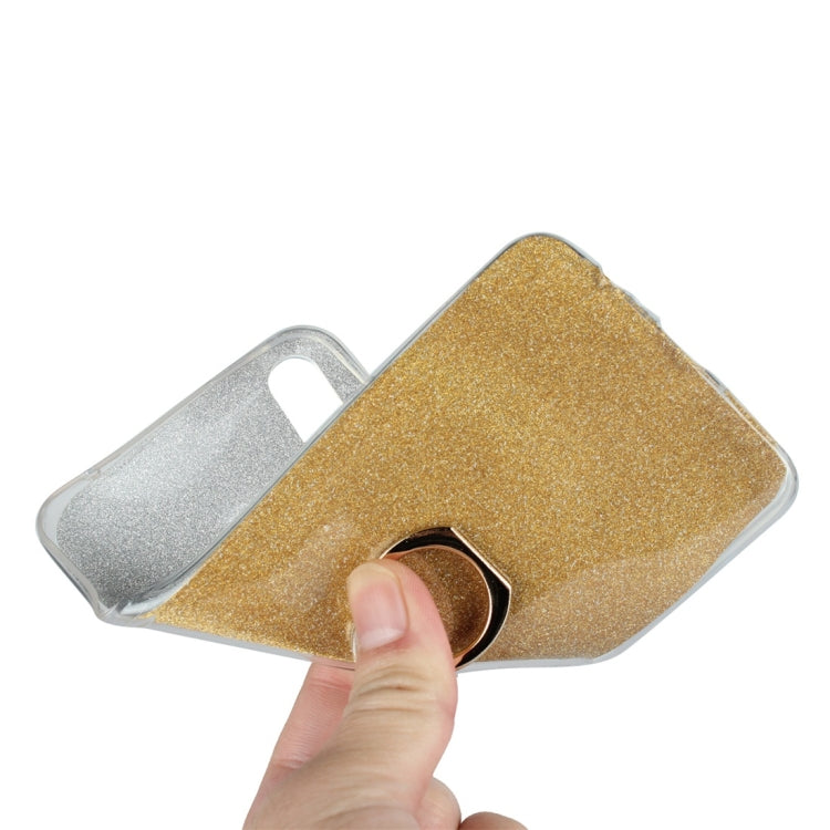 For Vivo V11 Glittery Powder Shockproof TPU Protective Case with Ring Holder