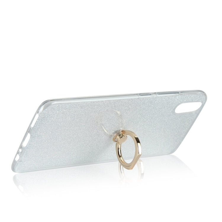 For Vivo V11 Glittery Powder Shockproof TPU Protective Case with Ring Holder