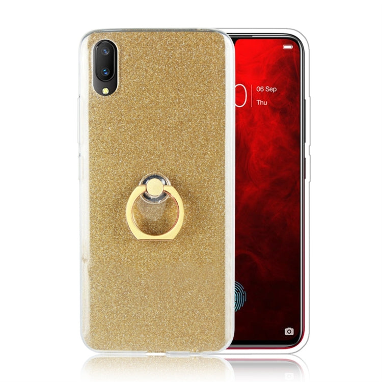 For Vivo V11 Glittery Powder Shockproof TPU Protective Case with Ring Holder