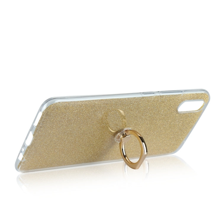 For Vivo V11 Glittery Powder Shockproof TPU Protective Case with Ring Holder