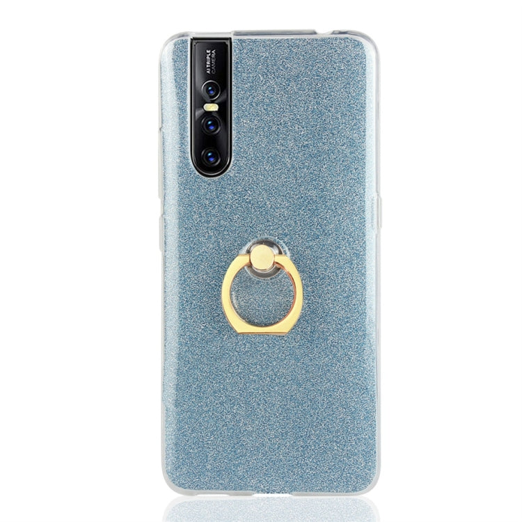 For Vivo V15 Pro Glittery Powder Shockproof TPU Protective Case with Ring Holder