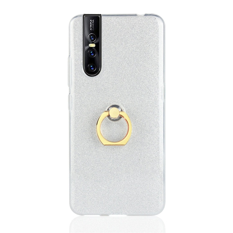 For Vivo V15 Pro Glittery Powder Shockproof TPU Protective Case with Ring Holder