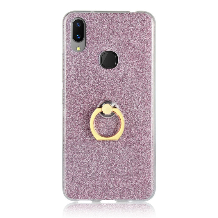For Vivo X21i Glittery Powder Shockproof TPU Protective Case with Ring Holder