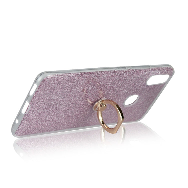 For Vivo X21i Glittery Powder Shockproof TPU Protective Case with Ring Holder