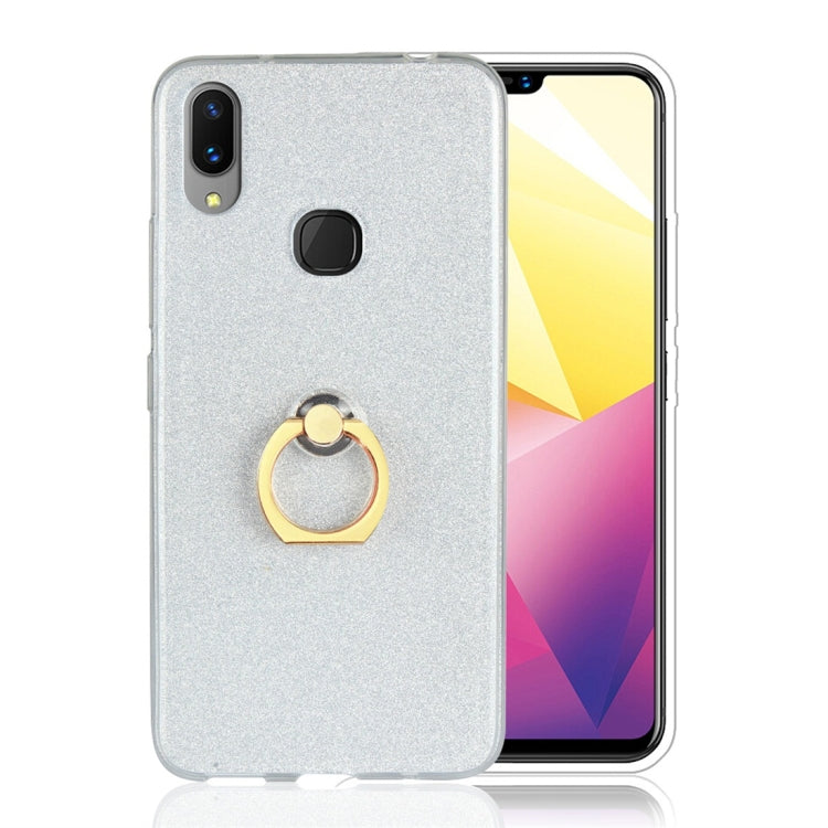 For Vivo X21i Glittery Powder Shockproof TPU Protective Case with Ring Holder
