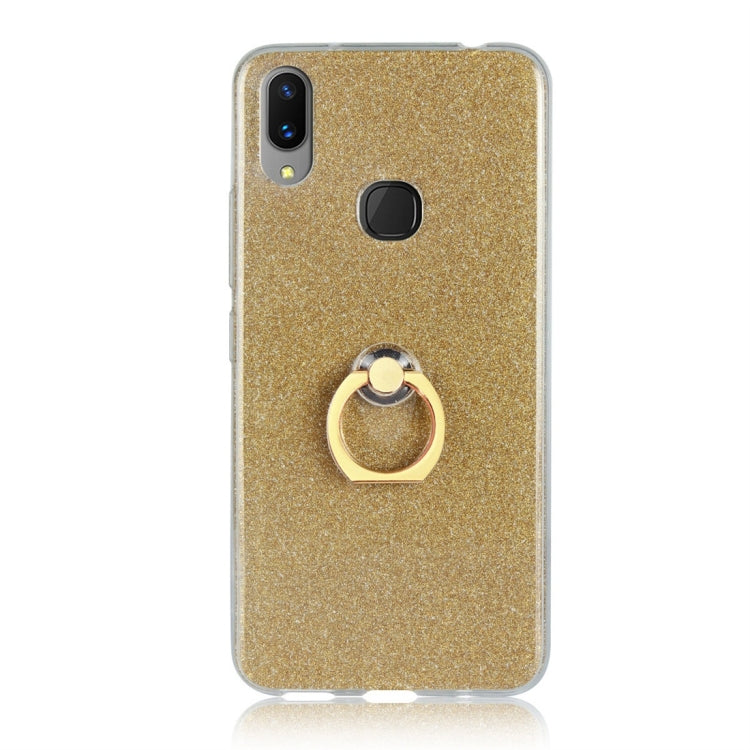 For Vivo X21i Glittery Powder Shockproof TPU Protective Case with Ring Holder