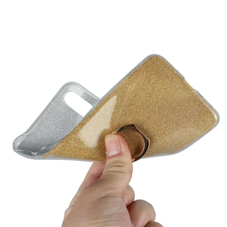 For Vivo X21i Glittery Powder Shockproof TPU Protective Case with Ring Holder