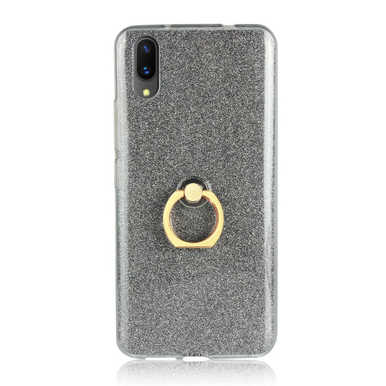 For Vivo X21 UD Glittery Powder Shockproof TPU Protective Case with Ring Holder