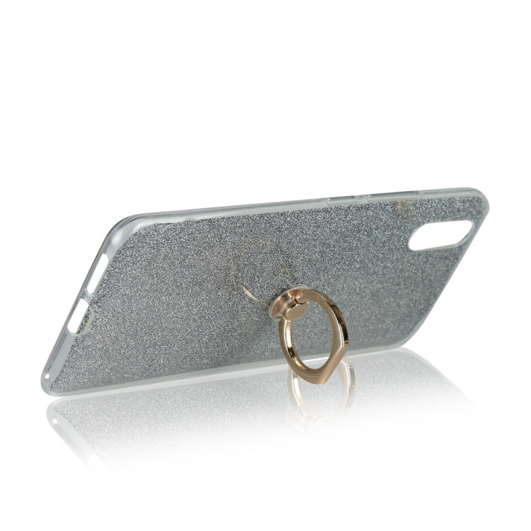 For Vivo X21 UD Glittery Powder Shockproof TPU Protective Case with Ring Holder