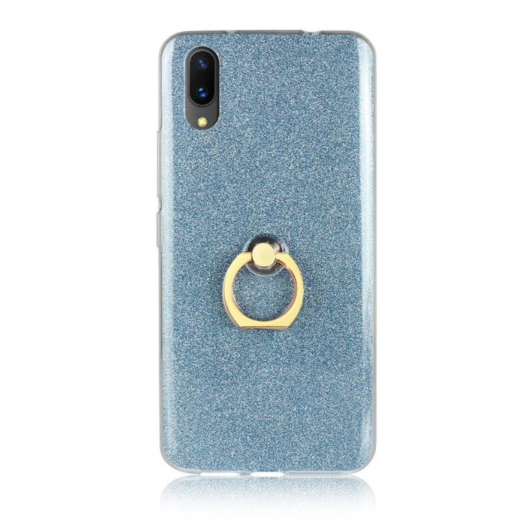 For Vivo X21 UD Glittery Powder Shockproof TPU Protective Case with Ring Holder