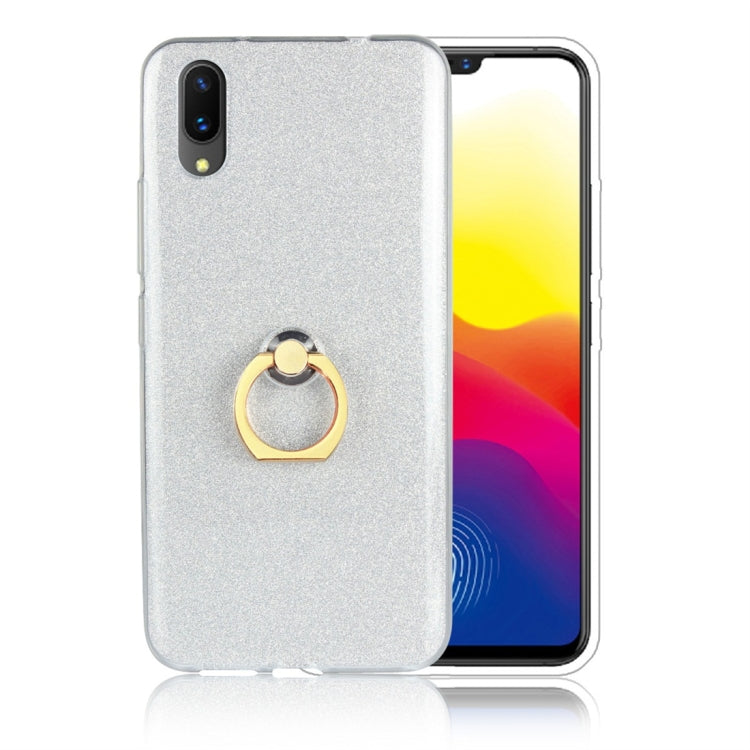 For Vivo X21 UD Glittery Powder Shockproof TPU Protective Case with Ring Holder