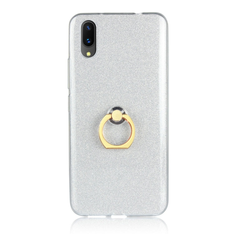 For Vivo X21 UD Glittery Powder Shockproof TPU Protective Case with Ring Holder