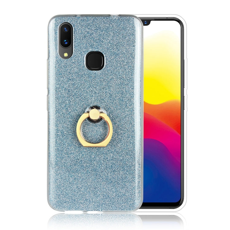 For Vivo X21 Glittery Powder Shockproof TPU Protective Case with Ring Holder