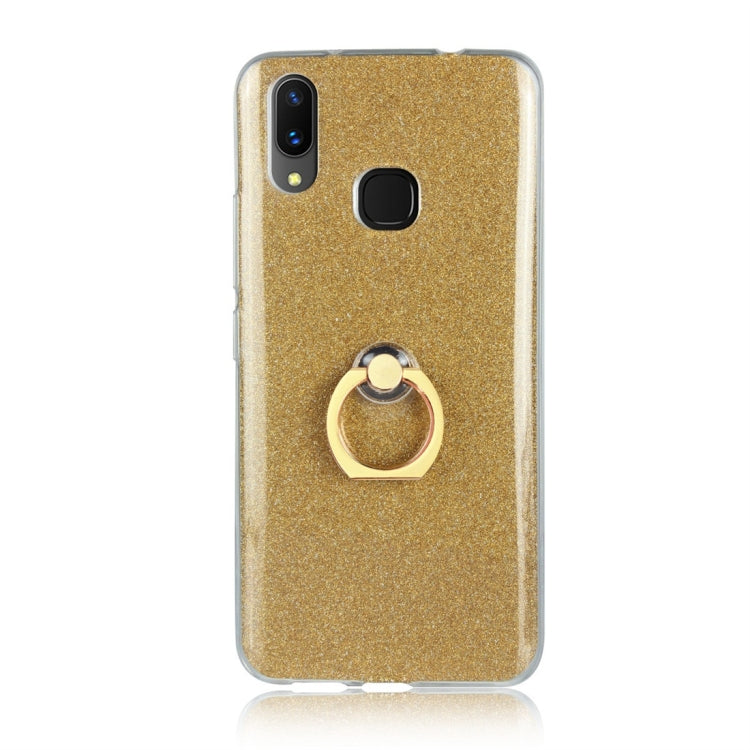 For Vivo X21 Glittery Powder Shockproof TPU Protective Case with Ring Holder