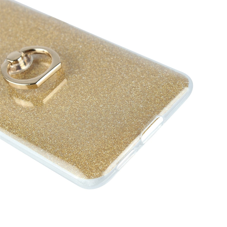 For Vivo X27 Pro Glittery Powder Shockproof TPU Protective Case with Ring Holder